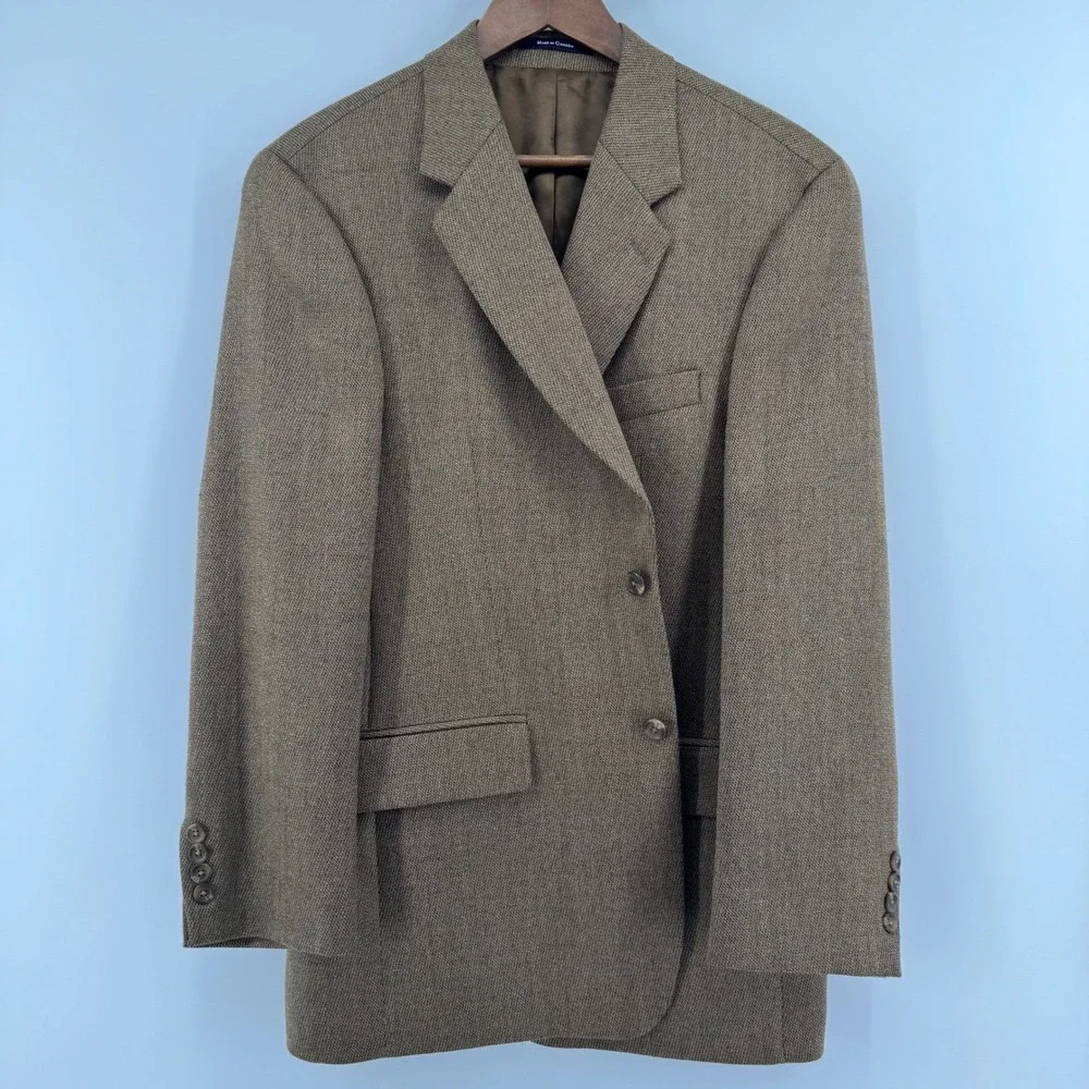 Ralph Lauren Blazer Mens 40R Brown Wool 2-Button Textured Sport Coat Canada Made